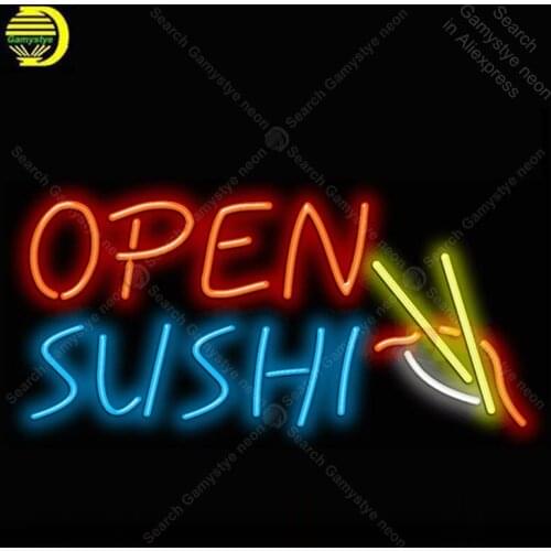 Neon Sign for Sushi Open Neon Tube sign real glass handcraft Decor windows Nean Sign light lamp Letrero Trade mark Neon lichtjes