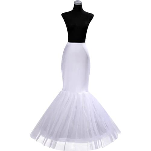 New White Mermaid Wedding Petticoats 1 Hoop Bone Cheap Crinoline Bridal Wedding Accessories Underskirt