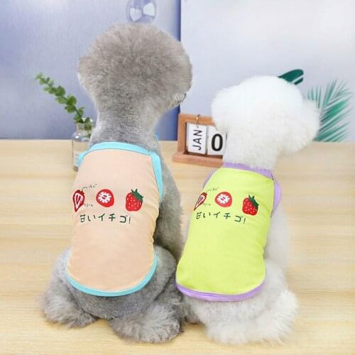 Pet clothes for small dog cat clothing spring summer lovely Teddy dogs cats soft breathable strawberry sling T-shirt vest