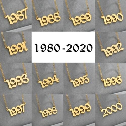 Christmas Gift 1980 to 2019 Special Custom Year Number Necklace For Women Stainless Steel Choker Collars Trendy Jewelry Birthday