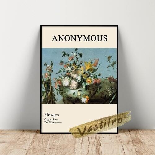 Flowers Poster, Vintage Plant Flora Wall Painting, Flowers Basket Flowers Sprig Cherries Art Prints, Living Room Bedroom Decor