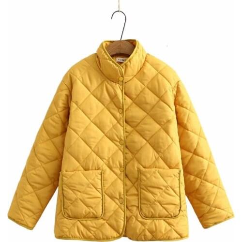Plus size stand collar women loose pockets parkas coats 2021 new winter casual ladies thick jackets female gold tops