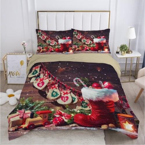 Christmas santa claus Duvet cover set 240x220 200x200 Bedding set Twin Queen King Double Bed linens Quilt cover Bedclothes Socks
