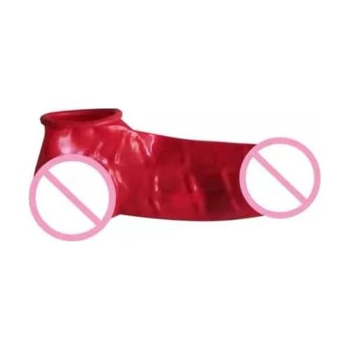 Sexy Fetish Latex Penis Sheath Ball Condom Pants Underwear Accessories