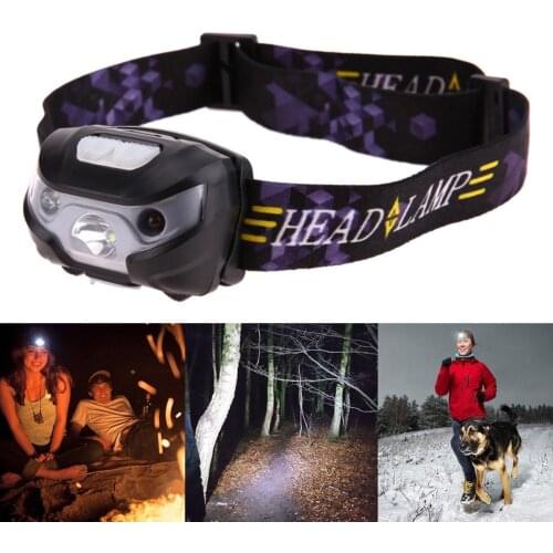 LED Motion Sensor Headlamp Headlight USB Rechargeable Head Flashlight