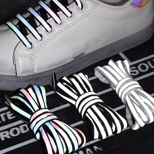 1Pair Reflective Shoelaces Laser Sequin Shoelace Weave Braided Bracelet Sneakers Running Shoes Lace Adult Children Shoe Strings