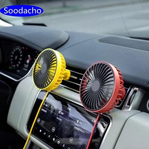 SHODA Car Fan 5V Universal 360° Rotatable Large Wind Three Speed Control Mini USB Car Fan Cooler Auto Cooling Summer for 12V 24V