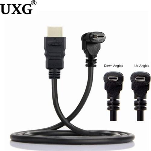 Up & Down Micro HD 90 Degree Angled Cable Micro HDMI-compatibleI To HDTV Cable For Digital Camera And Phones Tablets 0.3m/30cm
