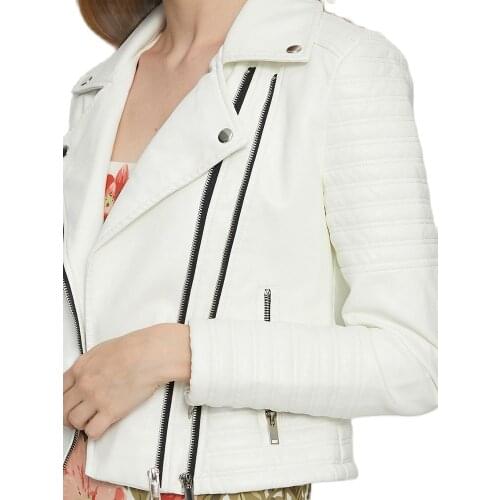 2020 New Fashion Women Motorcycle Faux Leather Jackets Ladies Long Sleeve Autumn Winter Biker Zippers Streetwear Black Coat