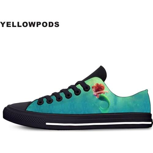 Womens Flats Classic Canvas Shoes Anime The Little Mermaid Hot Funny Custom Logo Image Printing Mesh Breathable Outdoor Shoes