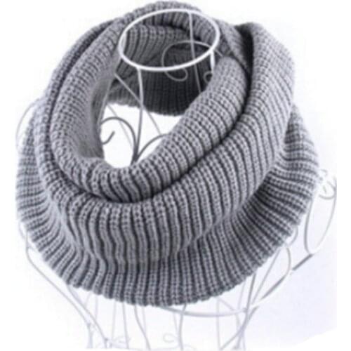 Women Winter Warm 2 Circle Cable Knit Cowl Neck Long Scarf Shawl WJ3