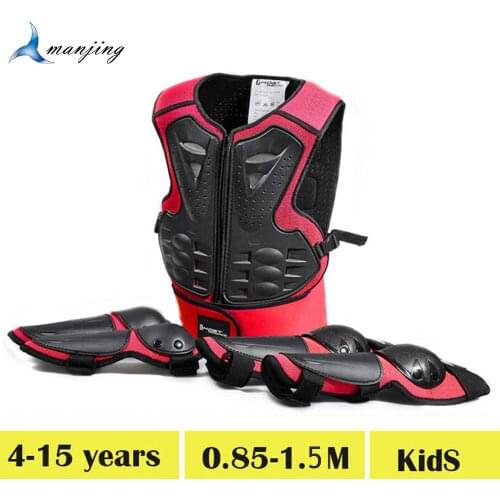 Age 4-15 years Height 0.9-1.7M Child youth Body protect armor Motorcycle Vest Waistcoat Cycling skating Knee Elbow Guard Kids