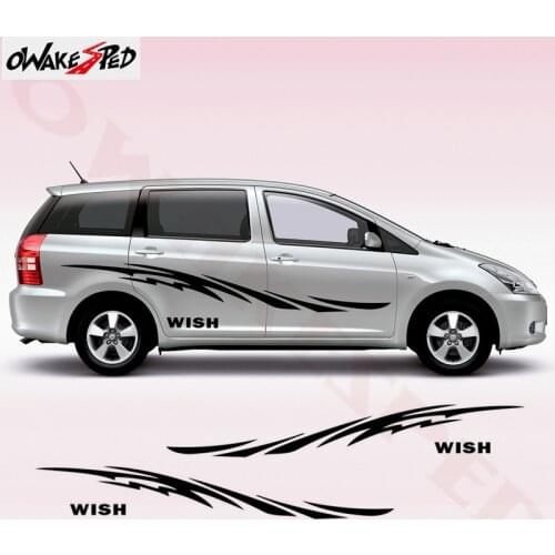 1 set Both Side Car Body Stickers For-Toyota WISH 10 20 AE10 AE20 AE Racing Sport Styling Auto Door Stripes DIY Vinyl Decals
