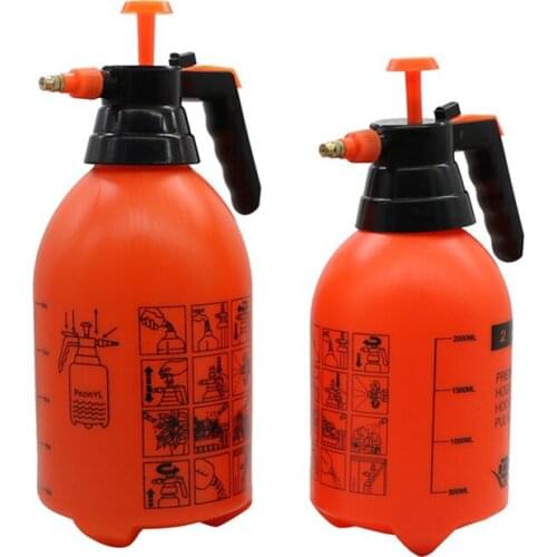 1PCS 2L/3L Orange Hand Pressure Trigger Sprayer Bottle Adjustable Copper Nozzle Head Manual Air Compression Pump Spray Bottle