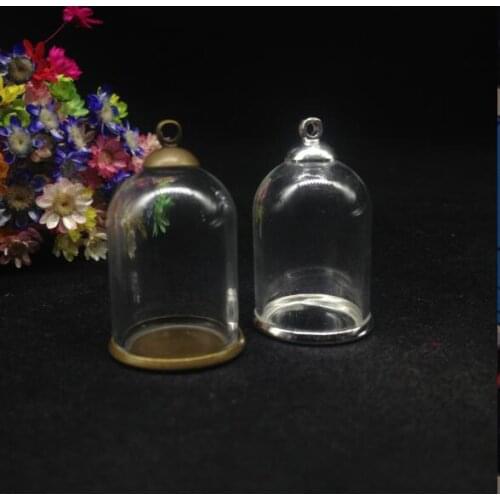 20sets/lot25*18mm tube shape Glass globe 18mm setting ordinary base beads cap set glass vials pendant glass bottle dome findings