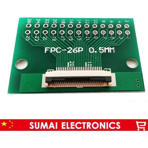 26 pin 0.5mm FPC/FFC PCB connector socket adapter board,26P flat cable one-sided socket