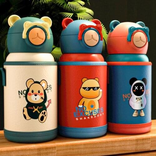 500ml Baby Animal Feeding Cup Stainless Steel Milk Thermos for Children Insulated hot water Bottle leak-poof thermal Cup