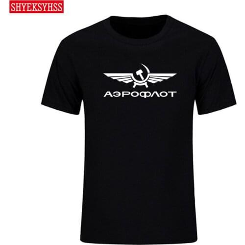 Aeroflot-Russian Airlines men T shirt Airlines employee cotton Tshirt CCCP civil aviation Russian Air Force printed T-shirt