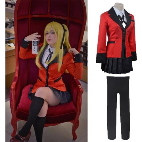 Anime Cosplay Costume Women School Uniforms Halloween Jabami Yumeko Cosplay Costume 7pcs Full Set School Uniform