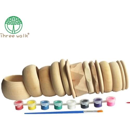 BG013Mixed Design Good Wood Unfinished Wooden Bangles Bracelet Set For DIY Wholesale Price Customized Jewelry