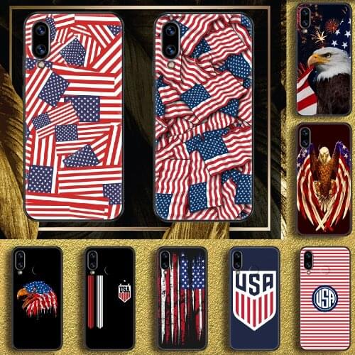 America Flag USA Phone case For Huawei Honor 6 7 8 9 10 10i 20 A C X Lite Pro Play black art funda fashion cell cover painting