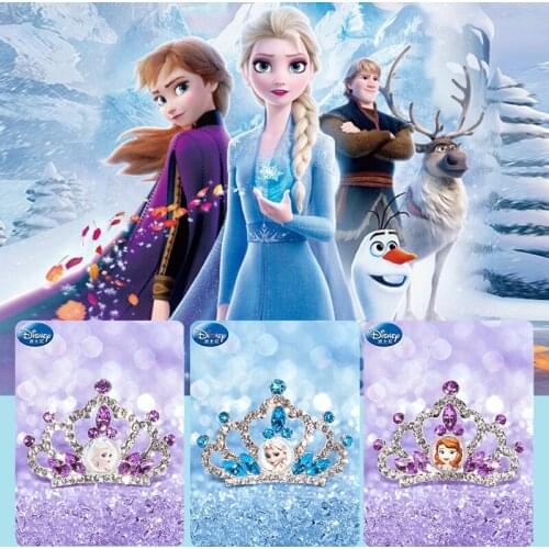 Disney Frozen 2 Elsa Princess Crown Girls Cosplay Makeup Set Pretend Play Toys Hair Accessories Kids Birthday Gift Party Crown