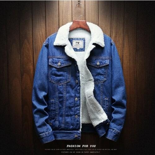 Men Winter Jean Jackets Outerwear Warm Denim Coats New Men Large Size Wool Liner Thicker Winter Denim Jackets Size6XL