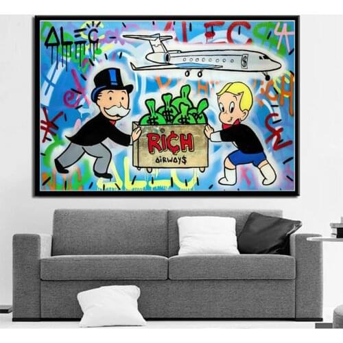 Graffiti Art Rich Man Fun LifeCanvas Art Poster and Print Canvas Painting on The Wall for Living Room Cuadros Home Decor Picture