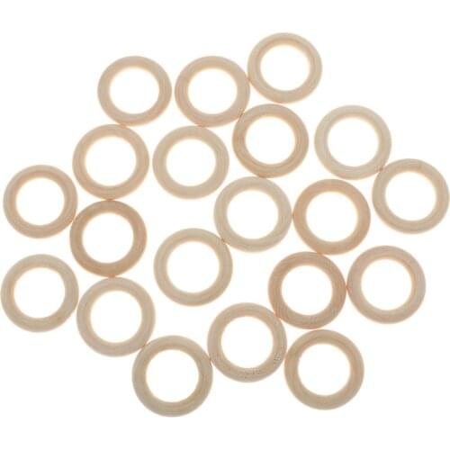 20Pcs Natural Wood Ring Circle DIY Painting Craft Jewelry Finding for Key Ring Scrapbooking Card Making Accessories - 3.5cm