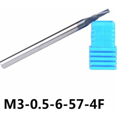 P0.5 Carbide thread end mills 1pc/4F-M3-0.5-6-57 thread mills, thread milling cutter with TIALN coating Free Shipping