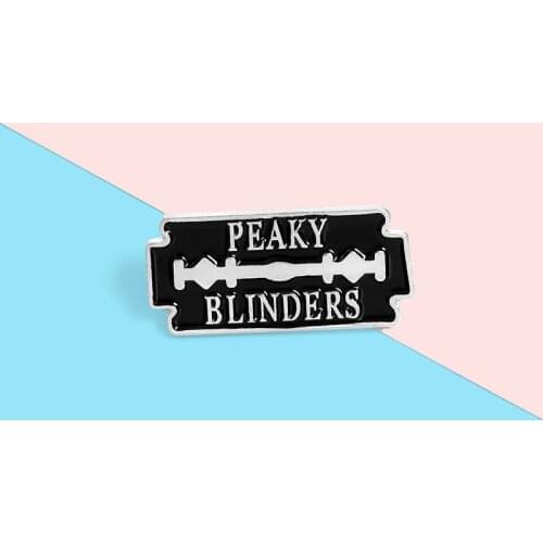 Creative Geometry Black Enamel Brooch Peaky Blinders Gangster Biography Blade Pins Alloy Badge Clothes Bags Accessories Jewelry