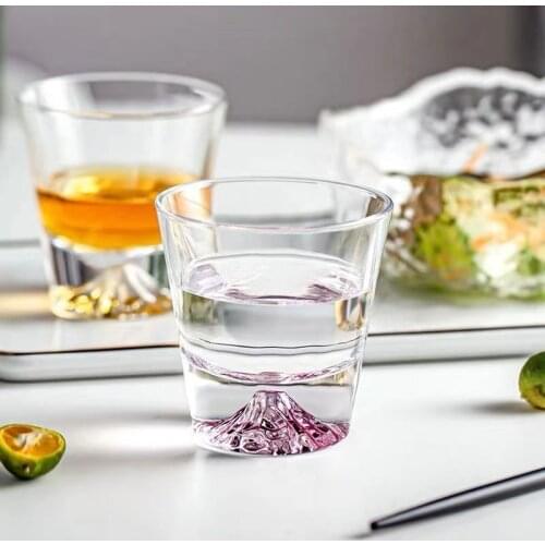 Creative Water Cup Ins Wind Japanese Mount Fuji Cup Lead-free Glass Wine Glass Color Snow Mountain Cup Tide