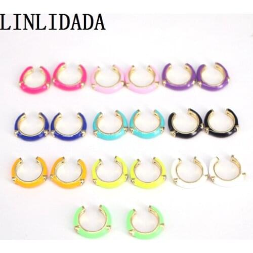 10Pairs Fashion Colorful Enamel Ear Clips No Pierced Simple C Shaped Ear Cuff Cartilage Earring Geometric Earcuffs