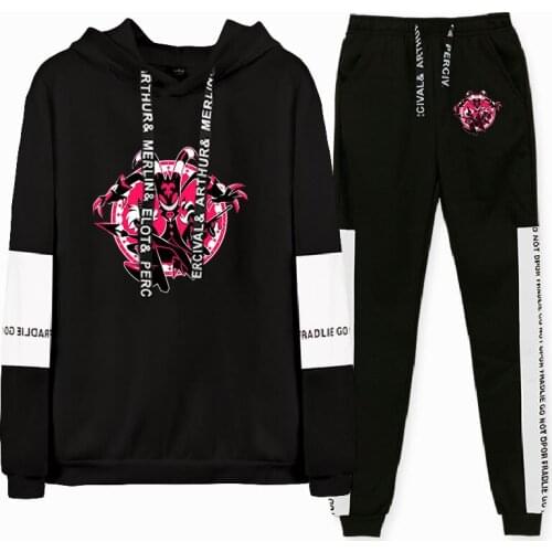 Helluva Boss Print Fashion Fall Suit Hoodies Patchwork Sweater Sweatshirt Ankle Banded Pant Two Piece Set