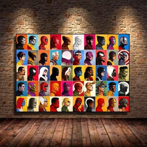 Marvel Superhero Collage Portrait Poster Canvas Painting Comics Superhero Wall Art Print Wall Picture for Living Room Decor