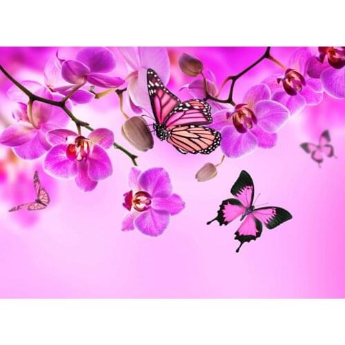 Purple Flower Butterfly Embroidery Kit Craft Needlework Set Cotton Thread Canvas Printed Christmas Gift Home Decor Dropshipping