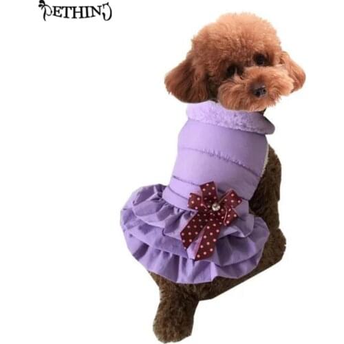 New Arrival Autumn Winter Pet Dog Cotton Warm Hoodie Coat Jacket Puppy Cat Dress Princess Cute Dog Apparel Dog Clothing