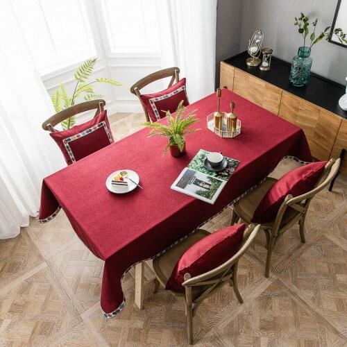 Solid Classic Decorative Linen Tablecloth Rectangular Party Dining Table Cloth Coffee Table Cover Tea Table Home Decoration