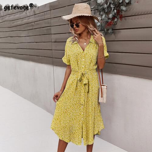 Dresses For Women Casual Short Sleeve 2021 Beach Dresses Womens Summer Holiday Sundress Floral Long Dress Tunics Robe Femmle