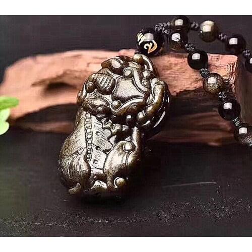 Natural obsidian pendant ice color obsidian ice crystal obsidian obsidian 90 degrees brave pendant