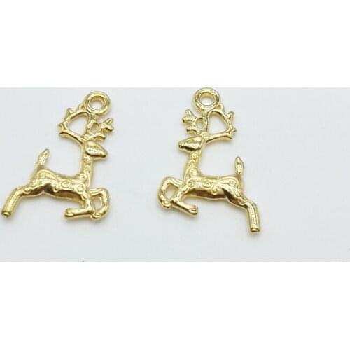 30pcs/lot Charms 14.5*20mm Zinc Alloy Gold Color Metal Deer Shape Charm Pendants For DIY Jewelry