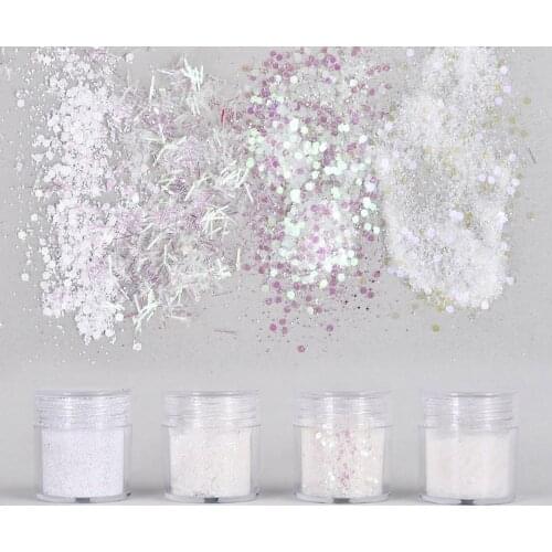 4 Bottles Resin Shinning Filling Flash Glitter Hexagon Glitter Christmas Style UV Epoxy Resin Pigment Nail Art Decoration