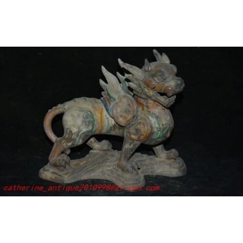 Rare Tang Dynasty(681--960)Tang Sancai procelain Statue/ Sculpture,The thire of Beasts--Fiying Tiger,free shipping