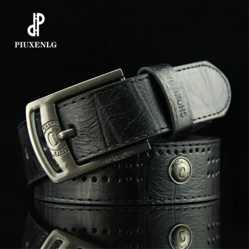 Mens Denim Casual Belt Hollow Rivet Punk Style Wide Belt for New Fashion Strap Male High Quality Jeans PU Leather BeltMen Gift