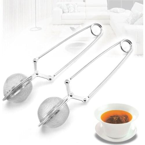 Mesh Shaped Tea Strainer Clip Stainless Steel Household Loose Tea Bag Tea Infusers Clamp, Coffee Filter Ball Kitchen Accessories