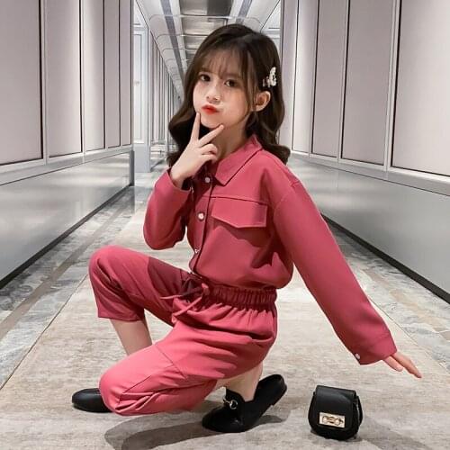 Teenager Kids Girl Clothes Spring 2pcs Streetwear Tracksuit Jacket Coat + Cargo Pants Outfits for Girls 4 7 9 11 12 14 Years Old