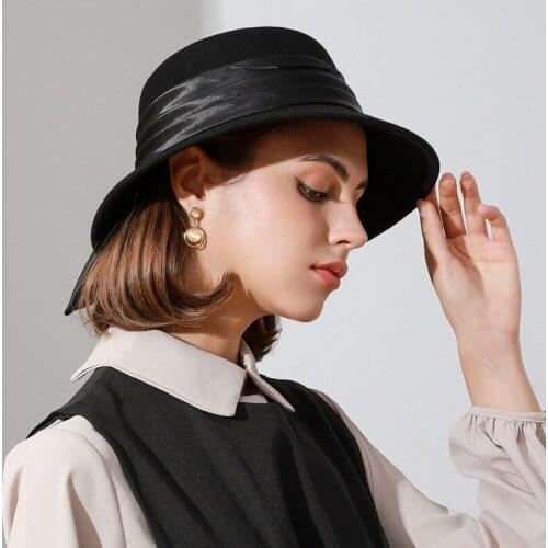 Elegance and Luxury Pearl Woolen Bucket Hat for Lady Beach Sun Basin Cap for Women Keep Warm Retro Fedoras Hat Unisex Adult Hat