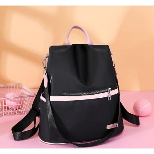 Women Casual Oxford Cloth Contrast Color Backpack Shoulder School Bags Ladies Travel Anti-theft Large Capacity Handbag Knapsacks