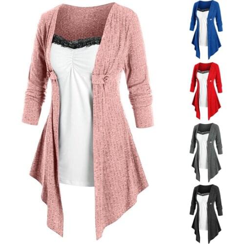 2021 Women Autumn Winter Long Sleeve Patchwork Fake Two Piece Irregular Hem Dress Womens Clothing женское платье Vestidos