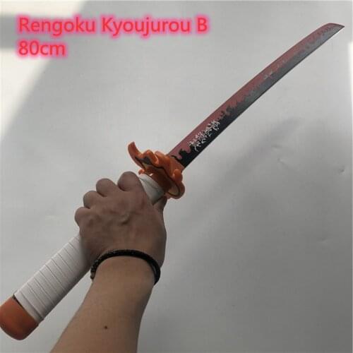 1:1 Cosplay Kimetsu no Yaiba Sword Weapon Demon Slayer Rengoku Kyoujurou B Cosplay Sword Anime Ninja Knife wood toy 80cm